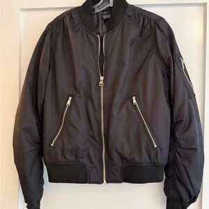 Topshop Black Bomber Jacket Like New Heavier/Lined Size Large